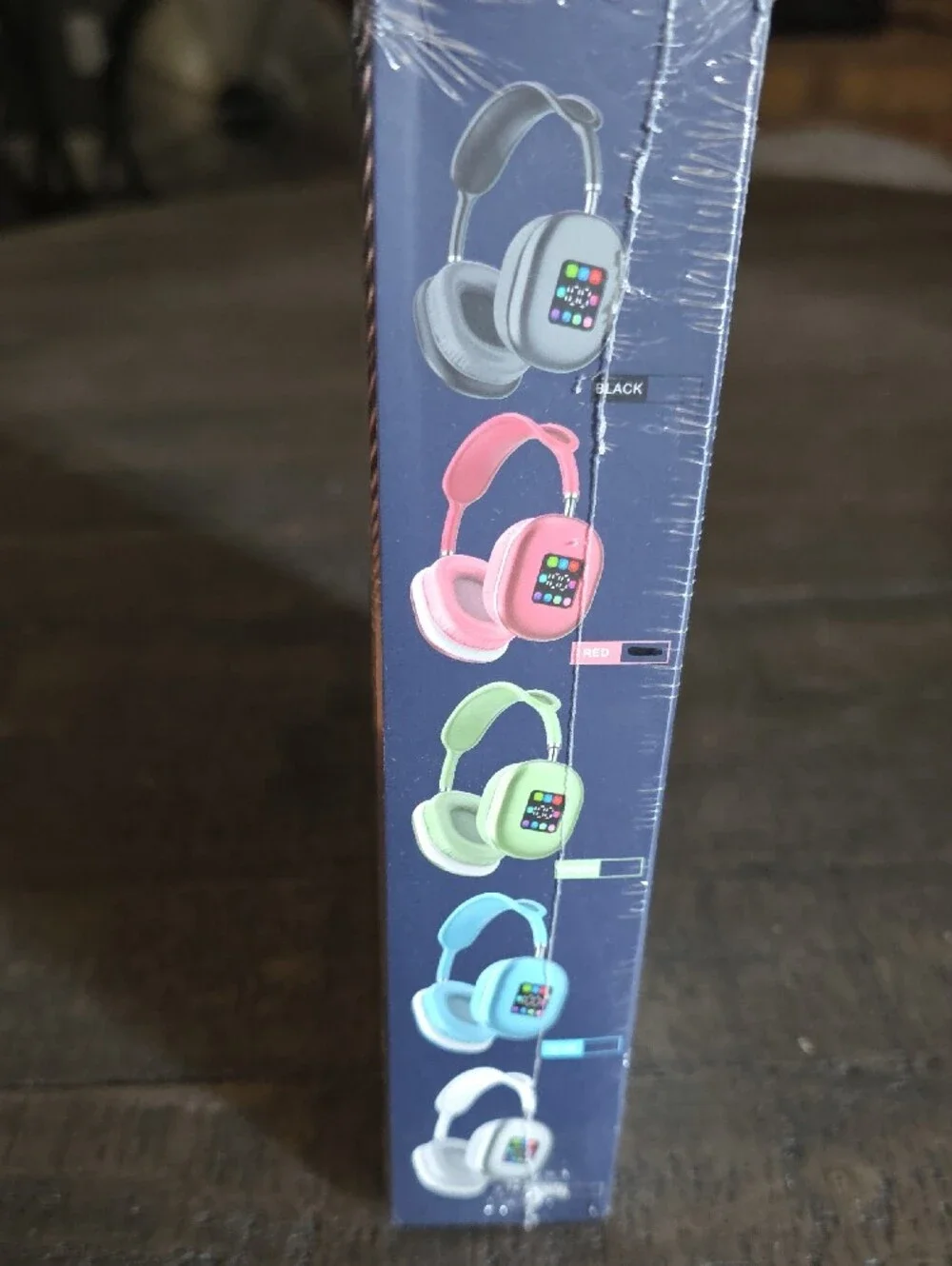 Wireless Over-Ear Headphones with Color Screen - Black